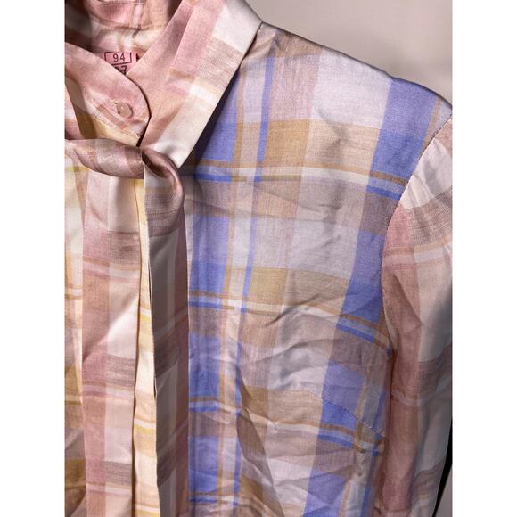 Zimmermann Dancer Checkered Neck Tie Pastel Ombré Blouse size US 4 - Picture 3 of 11
